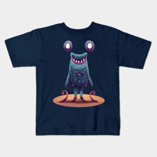 Blue Teeth Monster Kids T-Shirt